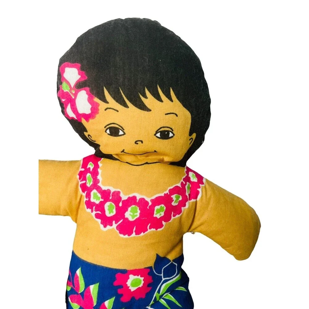 Vintage Hawaiian Huggables Cloth Hula Girl Doll and Boy 16” - Picture 2 of 6